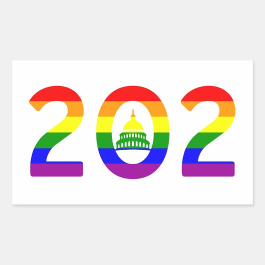 Sticker Rectangulaire Rainbow Pride Washington D.C. (Devant)