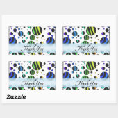 Sticker Rectangulaire Rainbow Zebra Polka Motif Merci (Feuille)