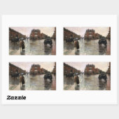 Sticker Rectangulaire Rainy Day, Boston par Frederick Childe Hassam (Feuille)