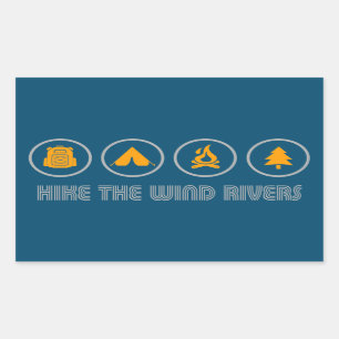 Sticker Rectangulaire Randonnée pédestre La chaîne de montagnes de Wind 