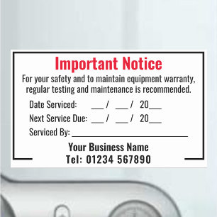 Sticker Rectangulaire Rappel de maintenance de l'équipement personnalisé