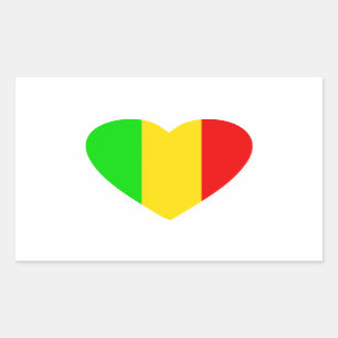 Sticker Rectangulaire Rasta a coloré le coeur