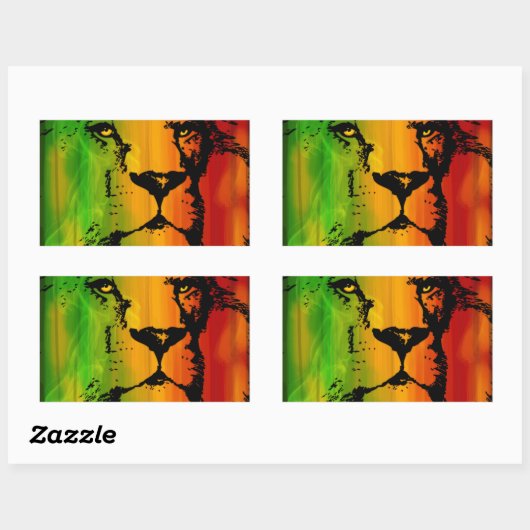 Sticker Rectangulaire Rasta Lion (Feuille)