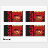 Sticker Rectangulaire Rat mignon chinois Année 2020 Zodiac Anniversaire  (Feuille)