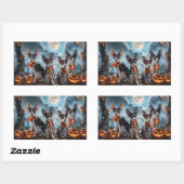 Sticker Rectangulaire Rat Terrier Halloween Éffrayant (Feuille)