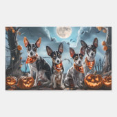 Sticker Rectangulaire Rat Terrier Halloween Éffrayant (Devant)