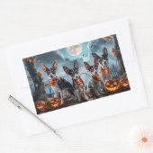 Sticker Rectangulaire Rat Terrier Halloween Éffrayant (Enveloppe)