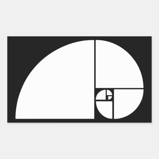 Sticker Rectangulaire Ratio d'or, spirale de Fibonacci (Devant)