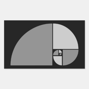 Sticker Rectangulaire Ratio d'or, spirale de Fibonacci