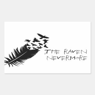Sticker Rectangulaire Raven, noir et blanc
