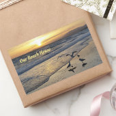 Sticker Rectangulaire Raviers sur la plage au coucher du soleil