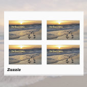 Sticker Rectangulaire Raviers sur la plage au coucher du soleil