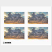 Sticker Rectangulaire Rayons de soleil à travers les nuages orageux (Feuille)