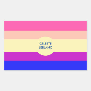 Sticker Rectangulaire Rayures Colorées Brillantes-Été-