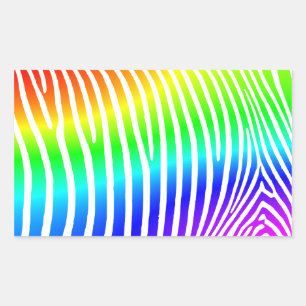 Sticker Rectangulaire Rayures de zèbre arc-en-ciel