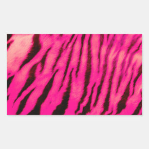 Sticker Rectangulaire Rayures roses sauvages et vibrantes de tigre