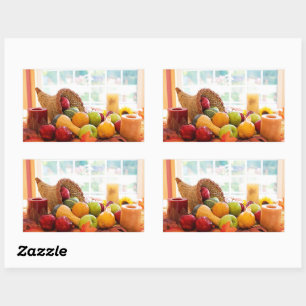 Sticker Rectangulaire Récolte classique de la table de Thanksgiving en a