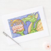 STICKER RECTANGULAIRE RÉCOLTE D'INCENDIE DRAGON ÉCLAIRANT LES BOUGIES D' (Enveloppe)