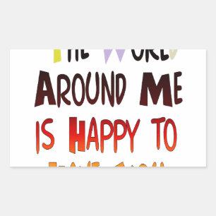 Sticker Rectangulaire Reconnaissant de vous avoir dans mon monde avec gr