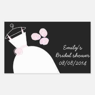 Sticker Rectangulaire Rectangle de Fête de l'mariée rose Mariage noir