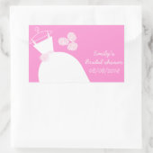 Sticker Rectangulaire Rectangle "Fête des mariées" rose mariage (Sac)