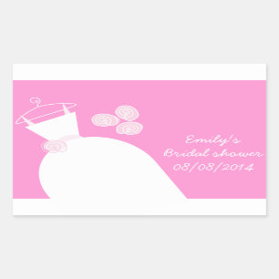 Sticker Rectangulaire Rectangle "Fête des mariées" rose mariage