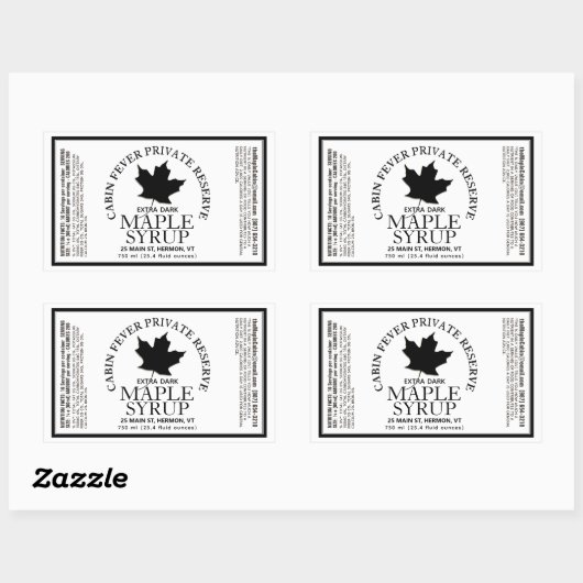 Sticker Rectangulaire Rectangle sirop d'érable avec valeur nutritive (Feuille)