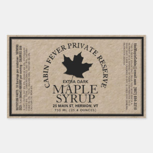 Sticker Rectangulaire Rectangle sirop d'érable Kraft avec valeur nutriti