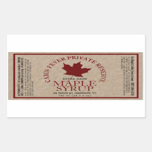 Sticker Rectangulaire Rectangle sirop d'érable Kraft avec valeur nutriti