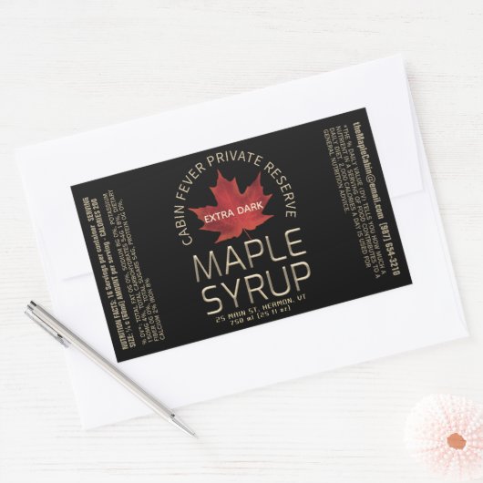 Sticker Rectangulaire Rectangle Sirop d'érable noir avec valeur nutritiv (Enveloppe)