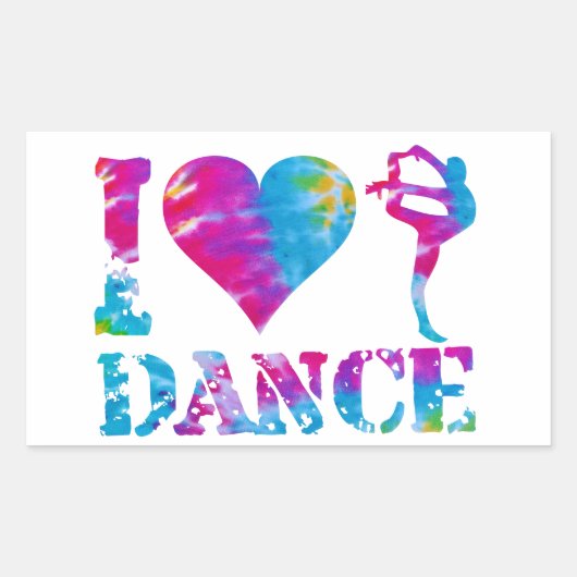 Sticker Rectangulaire Rectangle TieDye Heart Love Danse gymnastique Chev (Devant)