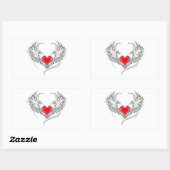 Sticker Rectangulaire Red Angel Coeur avec ailes (Feuille)