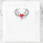 Sticker Rectangulaire Red Angel Coeur avec ailes (Sac)