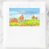 Sticker Rectangulaire Red Barn Citrouille Patch voeux automne (Sac)