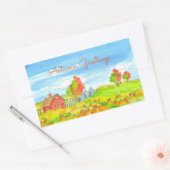 Sticker Rectangulaire Red Barn Citrouille Patch voeux automne (Enveloppe)