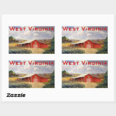 Sticker Rectangulaire Red Barn West Virginia Farm Fine Art Peinture (Feuille)