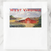 Sticker Rectangulaire Red Barn West Virginia Farm Fine Art Peinture (Sac)