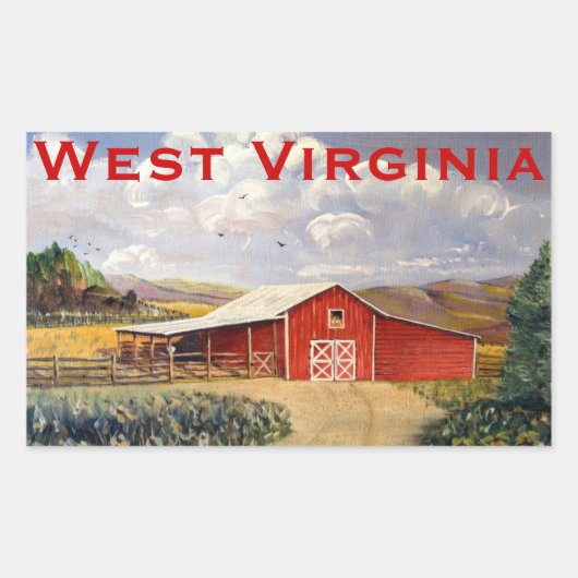 Sticker Rectangulaire Red Barn West Virginia Farm Fine Art Peinture (Devant)