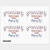 Sticker Rectangulaire Red Blue Confetti Merci pour Popping By (Feuille)