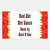 Sticker Rectangulaire Red Flames Custom Jar ou Hot Sauce (Devant)