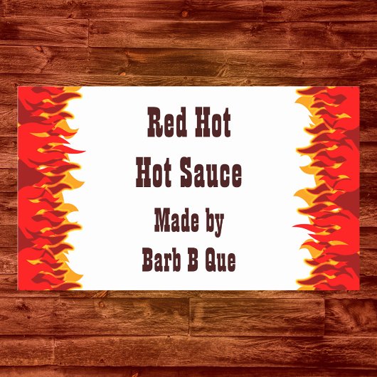 Sticker Rectangulaire Red Flames Custom Jar ou Hot Sauce
