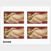 Sticker Rectangulaire Red Gold Victorian Christmas Angel (Feuille)