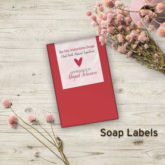 Sticker Rectangulaire Red Heart Valentine's Day Handmade Artisan Soap