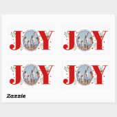 Sticker Rectangulaire Red Joy avec baies photo de Noël (Feuille)