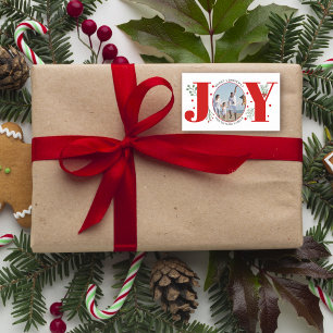 Sticker Rectangulaire Red Joy avec baies photo de Noël