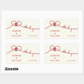 Sticker Rectangulaire Red Knot Union Double Bonheur Mariage chinois (Feuille)