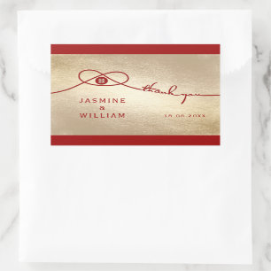 Sticker Rectangulaire Red Knot Union Double Bonheur Mariage chinois