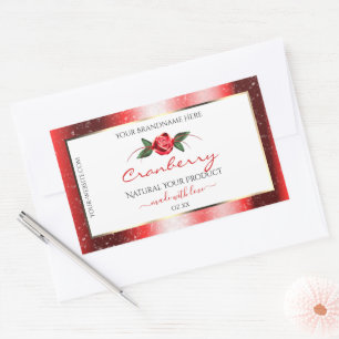 Sticker Rectangulaire Red Parties scintillant Stars Blanc Produit Étique