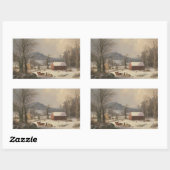 Sticker Rectangulaire Red School House (Scène de campagne) 1858 (Feuille)