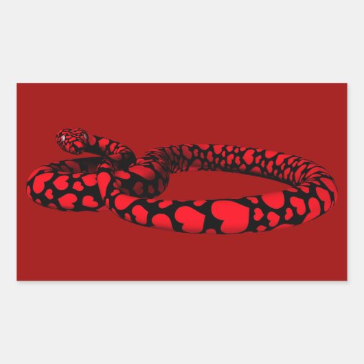 Sticker Rectangulaire Red Snake with Hearts (Devant)